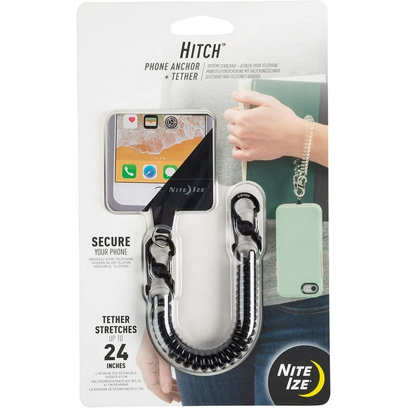 Nite Ize Hitch Plus Tether - Ancrage universel pour étui de téléphone et attache pour protection contre les chutes - Attache noire
