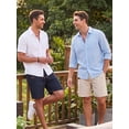 thumbnail image 4 of RICHCOIN Men's Linen Casual Classic Fit Short Drawstring Summer Beach Shorts with Pockets, 4 of 7