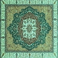 thumbnail image 1 of Ahgly Company Machine Washable Indoor Square Abstract Turquoise Blue Modern Area Rugs, 7' Square, 1 of 4