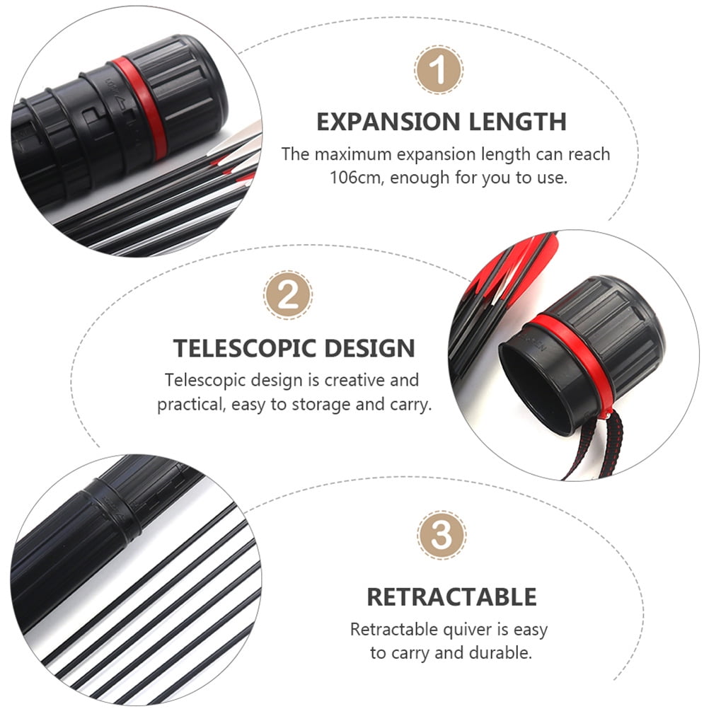 MOKKHNB 2Pcs Adjustable Telescopic Design Arrow Storage Tube for Hunting Accessories Black PP