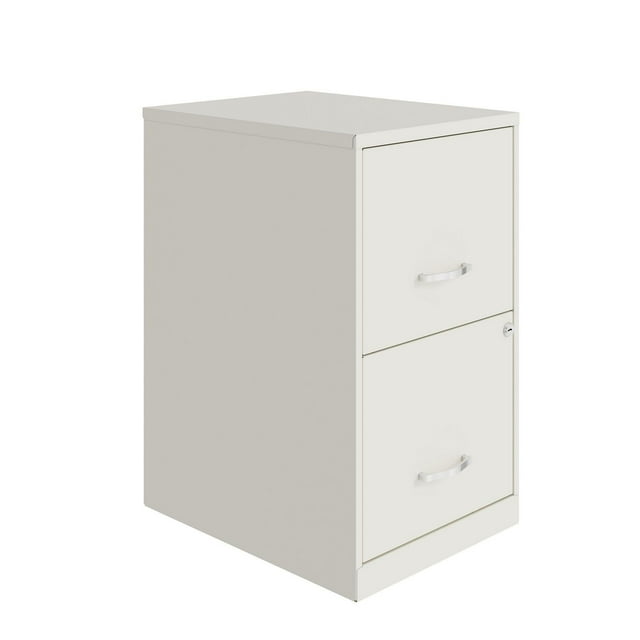 Space Solutions 18 inch 2 Drawer Metal File Cabinet, Pearl White