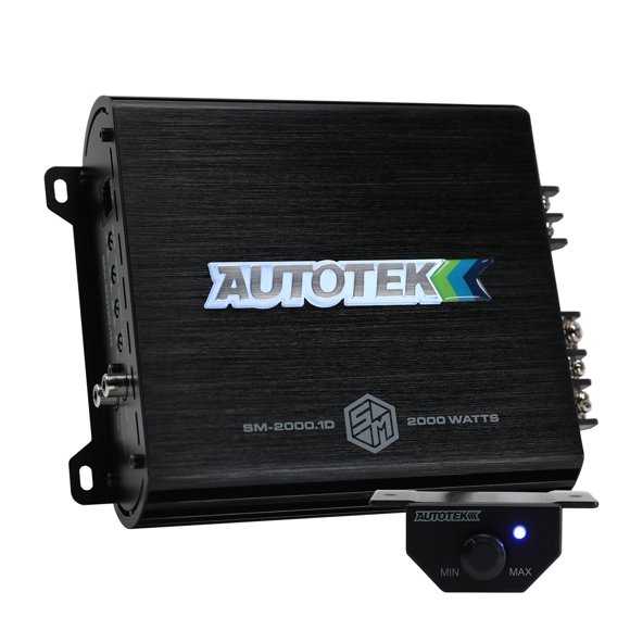 Autotek 2000 Watt 1 Channel Car Audio Amplifier Bass Knob, Street Machine SM-2000.1