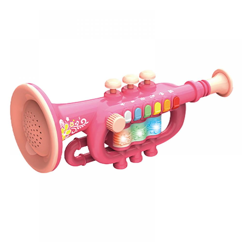 Etereauty Children Plastic Trumpet Toy Musical Instruments Toy Saxophone 8  Rhythms Trumpet Toy Kids Mini Musical Instrument Toy Props for Preschool  Toy Gift CZ02 (Golden) 