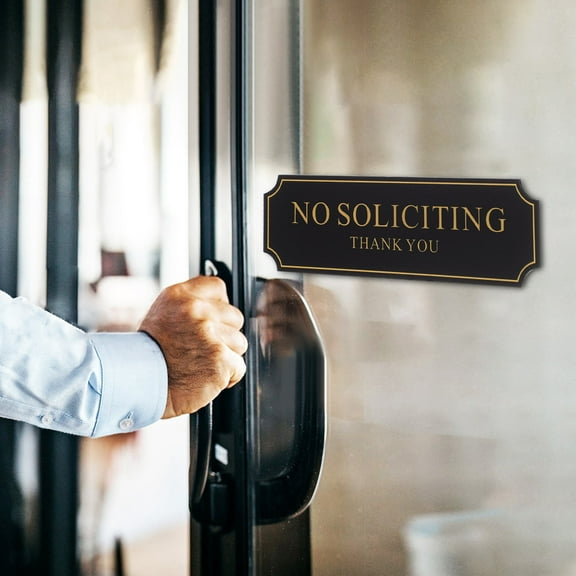 BESTOYARD No Soliciting Door Sign Golden Acrylic Easy Installation and Wear Resistant