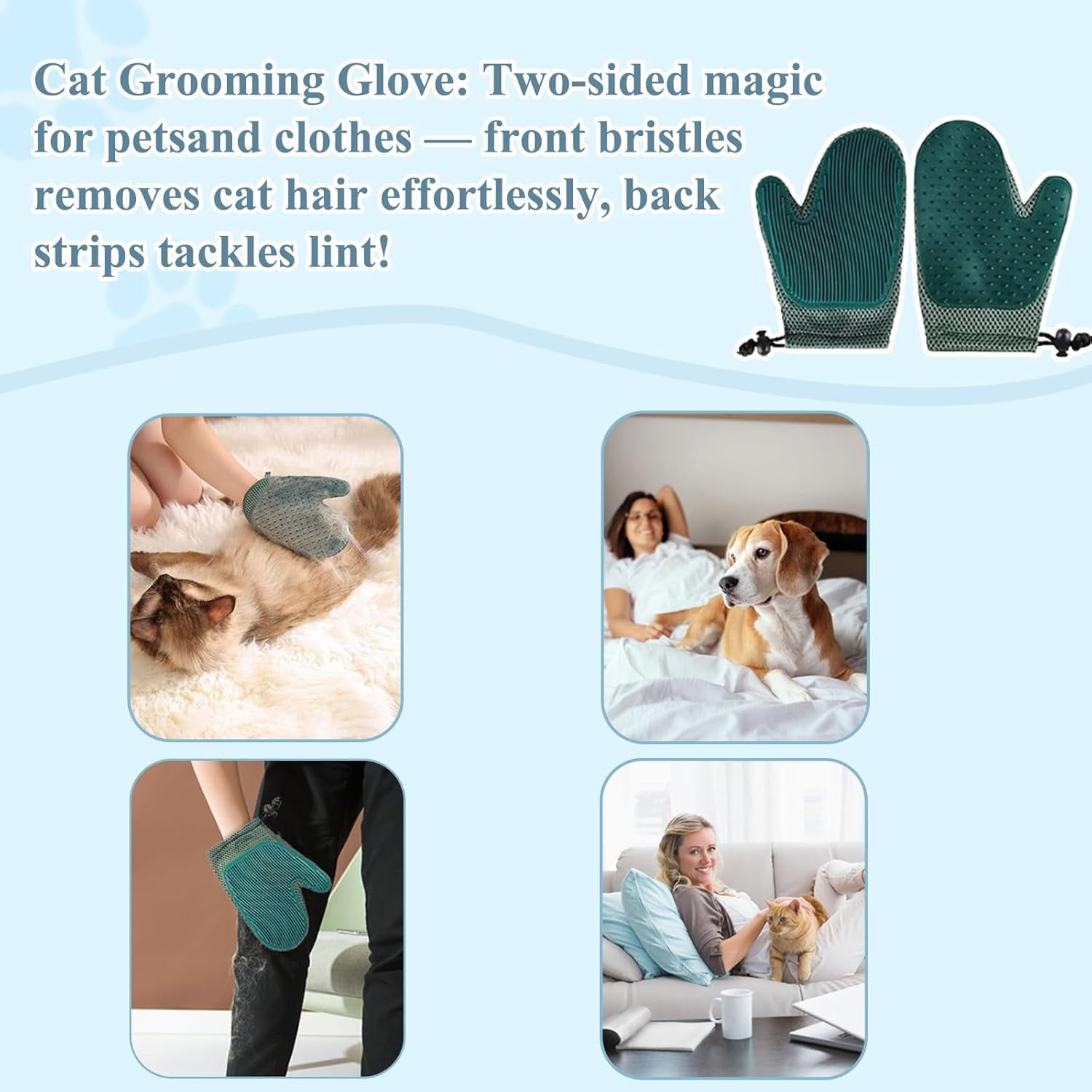 4 Pcs Cat Grooming Kit: Self-Cleaning Slicker Cat Brush, Deshedding Glove, and Cat Corner Massagers for Effortless Shedding, Detangling, and Relaxing Massage