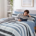 thumbnail image 6 of Regency Heights 7-Piece Comforter Sets, Reversible Striped Comforter Set for Dorm, Lightweight All Season Bedding Set with Pillow Shams,Full, Navy/Blue, 6 of 10