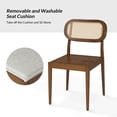 thumbnail image 5 of Farmhouse Dining Chairs Set of 6 Rattan Side Chairs Wood Legs Removable Cushion Home Kitchen Restaurant, 5 of 8