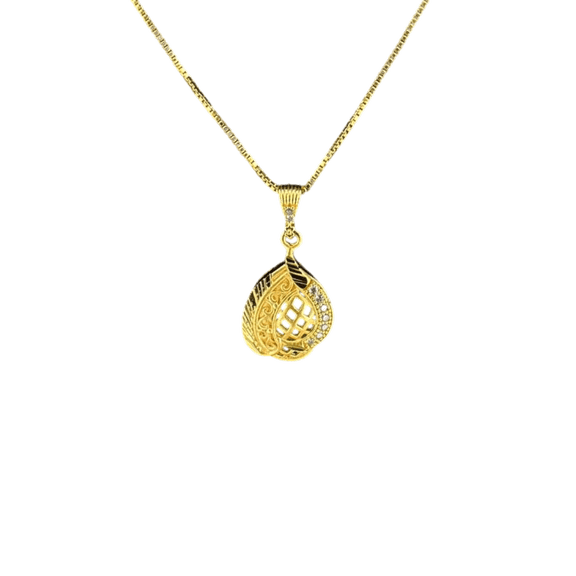 Odysey Gold-Toned Pendant and Earrings Jewelry Set, 3 Pieces with Storage Box (Design 4)