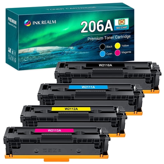 206A 206X Toner Cartridge Compatible for W2110A 206A No Chip Pro MFP M283FDW M255DW M283CDW Printer Ink（4-Pack)
