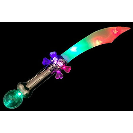 Light Up Chrome Skull Pirate Sword, Multicolor, Lot Of 2 Swords, The blade, the skull, and the prism ball all light up! By Flashing Panda