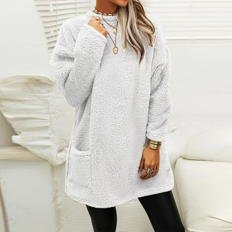 Womens Winter Fleece Tunic Tops to Wear with Leggings Sweaters for