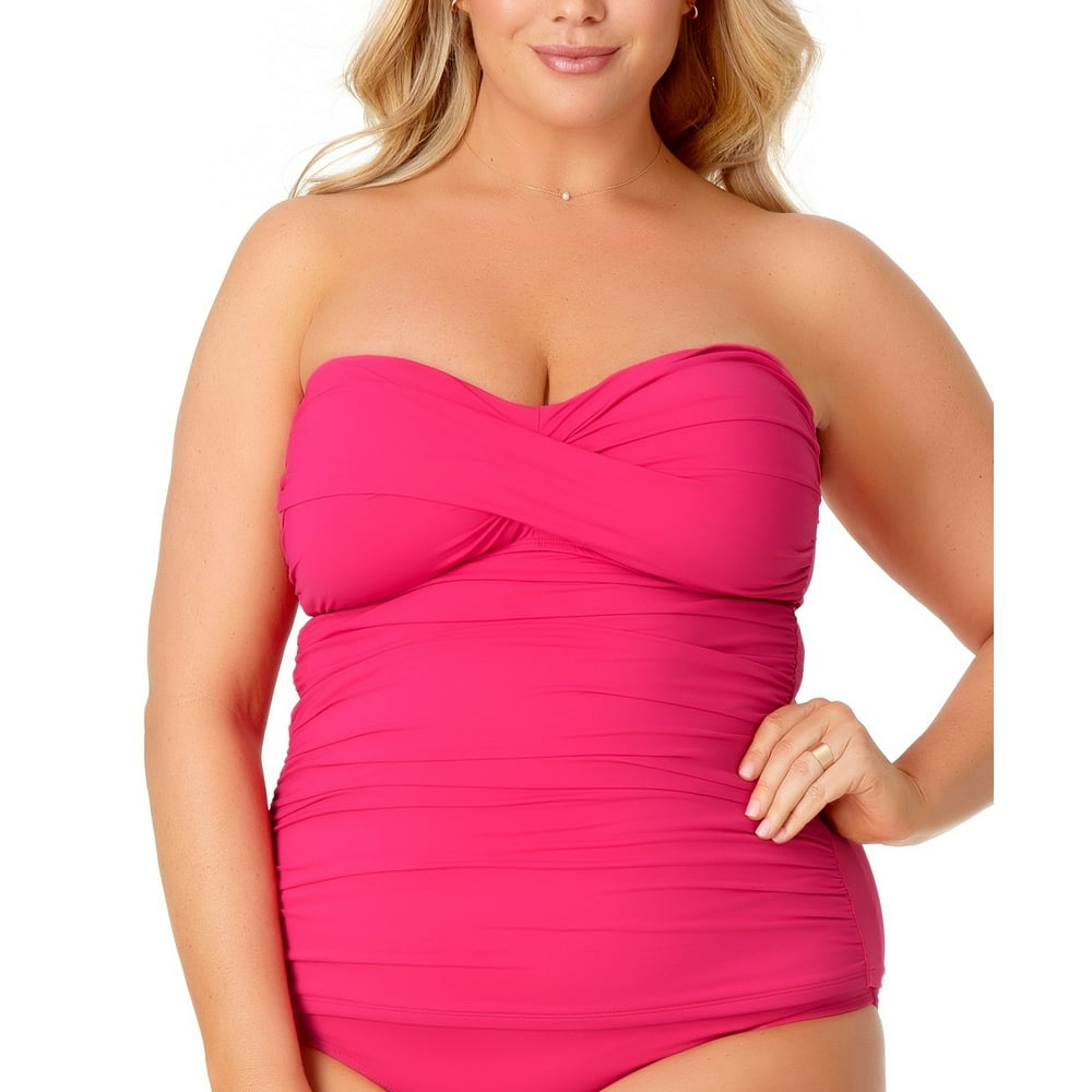 Anne Cole Anne Cole BERRY Plus Size TwistFront Strapless Tankini