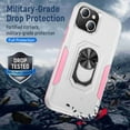thumbnail image 6 of Dteck for iPhone 13 Mini Case with Ring Stand Cover,Hybrid Shockproof Impact-Resistant Bumpers Protective with Built-in Ring Stand Ring Kickstand for Apple iPhone 13 Mini (White/Pink), 6 of 8