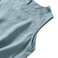 thumbnail image 4 of VBTAPA Cotton Linen Tops for Women Summer Beach Tank Top Sleeveless Casual Loose T Shirt Side Slit Tanks Undershirts Blue S, 4 of 8