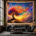 thumbnail image 6 of Fantasy Butterfly Sunset Over Purple Mountains with Glowing Tree, Dreamy Surreal for Nature Lovers, Whimsical Tree Wall Art, Housewarming Gift, Tapestry Wall Hanging for Living Room and Bedroom, 6 of 7
