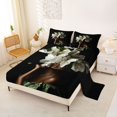 thumbnail image 2 of Castle Fairy Classic White Floral Queen Sheets 4 Pieces,Black Kawaii Princess Queen Sheet Sets,Green Ivory Cream,1 Fitted Sheet, 1 Flat Sheet and 2 Pillowcases, 2 of 6