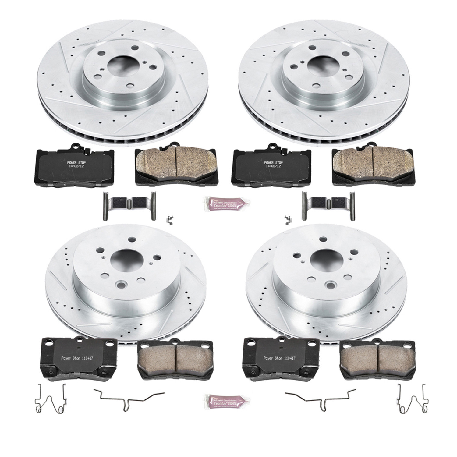 PowerStop Front and Rear Z23 Evolution Sport Carbon-Fiber Ceramic Brake Pad and Drilled & Slotted Rotor Kit Fits: LEXUS Select Models K5869