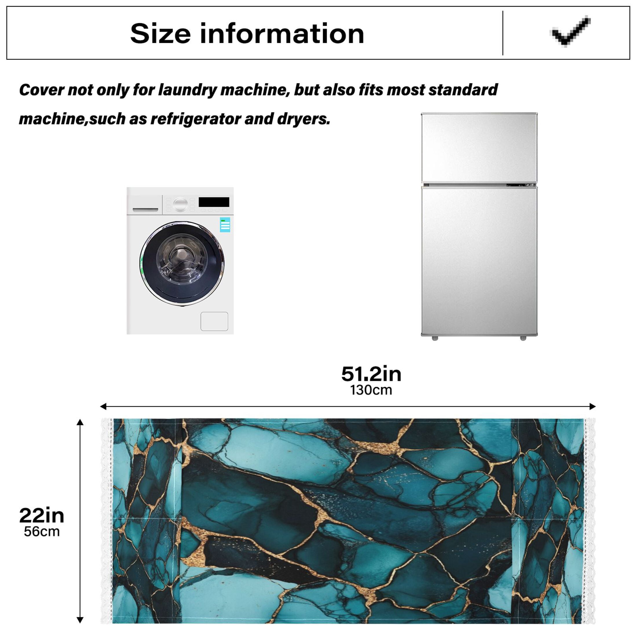 WOBOGO Dark Green Gild Marble Washing Machine Cloth Dryer Refrigerator Top Cover Protective Non-Slip Mat For Kitchen Laundry