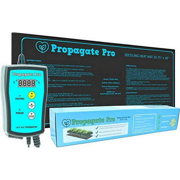 Propagate Pro Seedling Heating Mat | Fits (1) Standard 1020 Tray | Germination Grow Heat Pad for Seed & Starter Plants Soil Warmer for Indoor Home Gardening (20x48 Single   Heating Thermostat)
