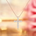 thumbnail image 2 of JeenMata Shared-Prong 0.10 TCW Round Shape Diamond Pave Style Cross Pendant Necklace in 18K Rose Gold Plating over Silver, 2 of 6