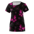thumbnail image 3 of TAIAOJING Women Scrubs Tops Fashionable Comfortable Short Sleeve Butterfly Print Shirt Tee Tops With Pockets, 3 of 3