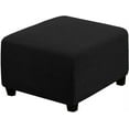 thumbnail image 2 of Nvzi Super Stretch Soft Ottoman Cover with Elastic Band Footrest Sofa Slipcover Folding Storage Stool Furniture Protector for Square and Rectangle Ottoman (Black, Large), 2 of 5