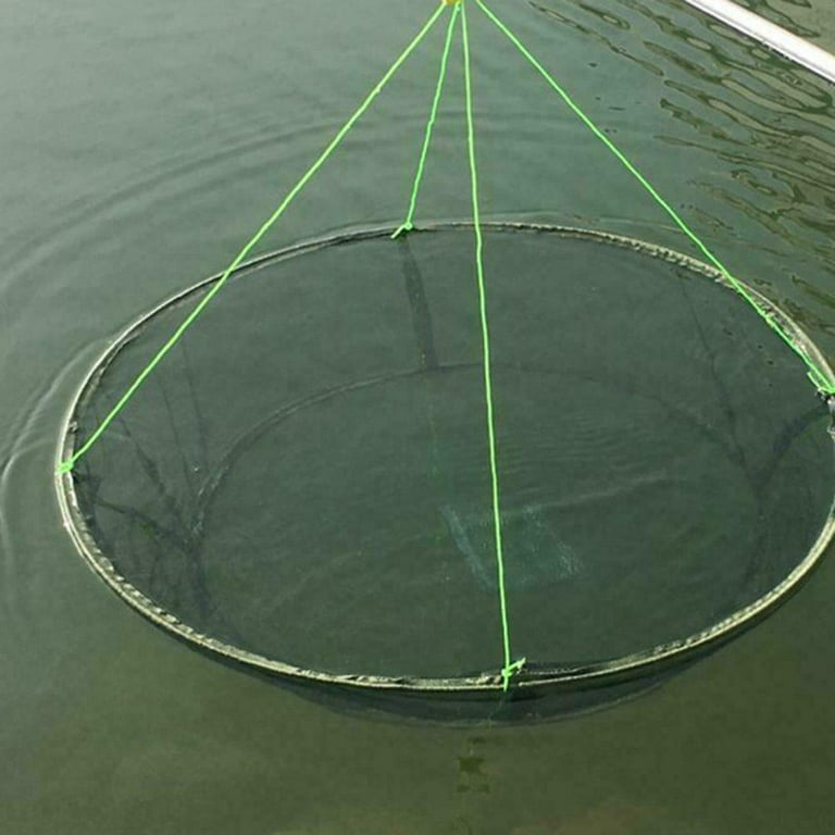 Wmkox8yii Foldable Fishing Net,Hand Net-Crab Net Fish Net,Foldable Drop Net, Fishing Landing Prawn Bait Crab Shrimp Pier Harbour Pond Mesh Fishing Rope  For Fishes,Shrimps,Crabs 
