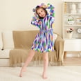 thumbnail image 3 of FORMRS Niños Bathrobe Unisex Hooded Robe Soft Plush Pajamas Sleepwear, Size 2-3T, Green Wavy Plaid, 3 of 7