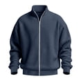 thumbnail image 4 of KyCheLot Mens Full Zip up Sweatshirt Long Sleeve Mock Neck Textured Pullover Loose Drop Shoulder Outwear, 4 of 6