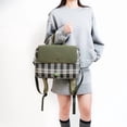 thumbnail image 6 of Women Canvas Checkered Students Bookbags Large Capacity Bookpack Wear-Resistant Travel Daypack Bag for Commute (Green), 6 of 11