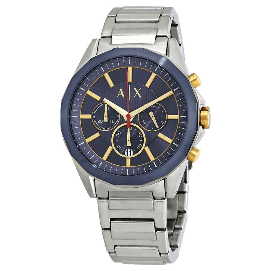 armani exchange men's drexler blue chronograph stainless steel watch