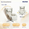 thumbnail image 6 of NOUHAUS Aurora Genuine Leather Zero Gravity Heat Bluetooth Massage Chair Living Room Bedroom (Elder White), 6 of 10