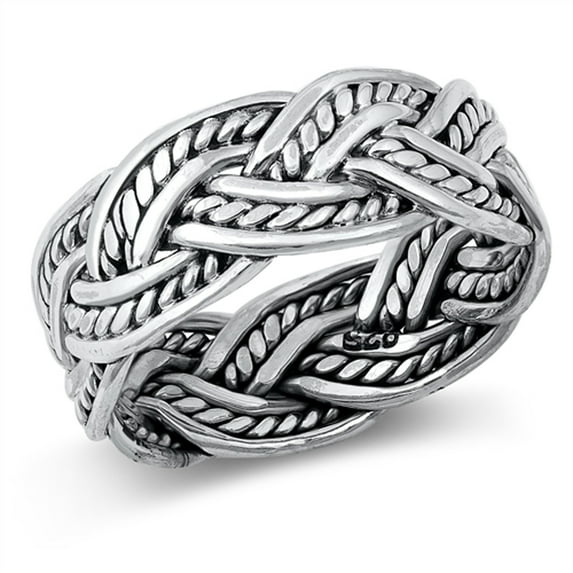 Wide Celtic Braided Band Ring .925 Solid Sterling Silver Jewelry Female Male Unisex Size 8