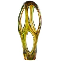 6" x 21" Orange Glass Ombre Cutout Abstract Sculpture with Green Accents, by DecMode