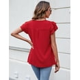 thumbnail image 3 of SOMER Womens Dressy Shirts Ruffle Short Sleeve V Neck Work Blouse Business Casual Summer Cute Tops 2026 Black 2XL, 3 of 12