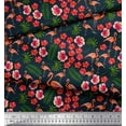 thumbnail image 2 of Soimoi Polyester Crepe Fabric Leaves,Floral & Flamingo Bird Fabric Prints by Yard 52 Inch Wide, 2 of 3