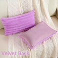 thumbnail image 2 of SURJDE Purple Striped Decorative Throw Pillow Covers 12x20 Inch Set of 2,Rectangle Fall Decorations Couch Lumbar Pillowcase,Soft Cozy Faux Rabbit & Velvet Back,Modern Home Decor for Bed, 2 of 6