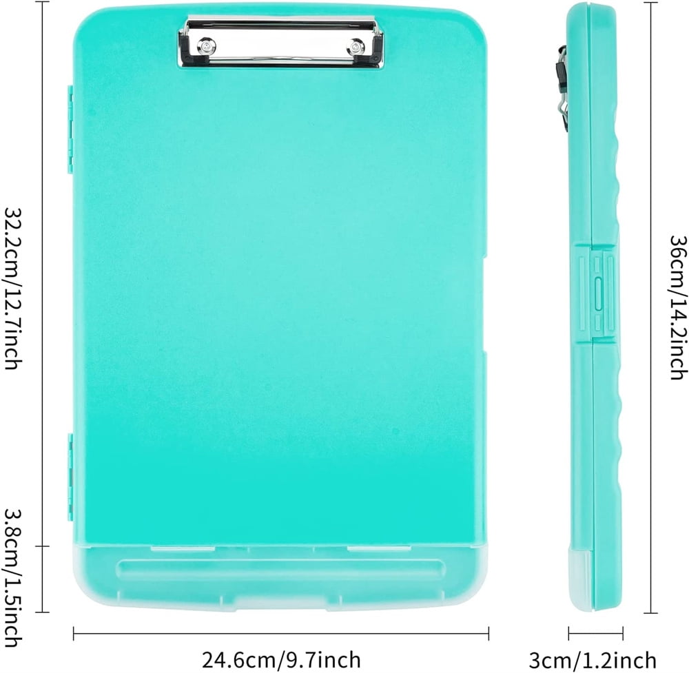 NOGIS Clipboard with Storage, Portable Office Clipboard Storage Box, Size 14.2 x 9.6 x 1.2 Inches, Side Opening, Heavy Duty Clips, Clipboard for Contractor Teacher Office Classroom Supply,Blue