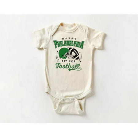 Philadelphia Football Baby Bodysuit, Vintage Game Day Outfit,Retro Philadelphia Fan Gift, Sunday Football Apparel,(0-3 months, Short Sleeve Natural Onesie)