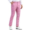 thumbnail image 5 of INSPIRE CHIC Men's Plaid Regular Fit Flat Front Classic Elastic Waist Suit Pants 36 Dark Pink, 5 of 7