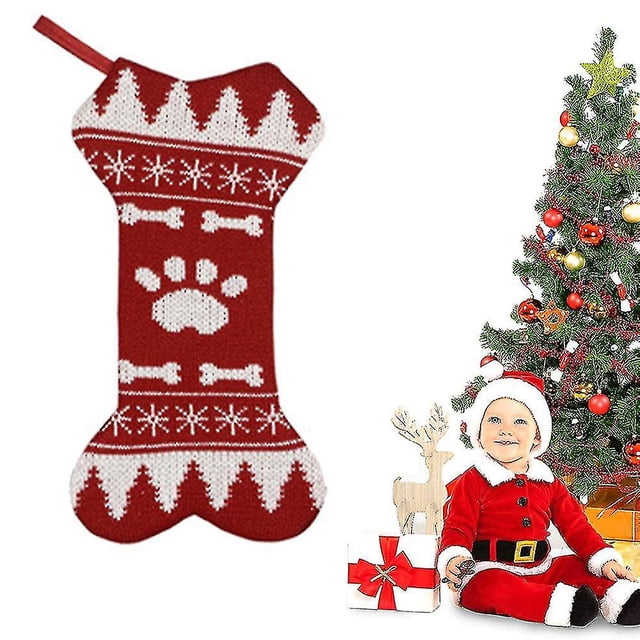 Medias navideñas para perros, medias para mascotas con forma de hueso a cuadros