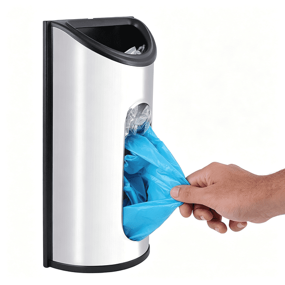 GASTROPOD Magnetic Wall Mounted Trash Bag Holder,Grocery Bag Holder Stainless Steel Kitchen Trash Bag Organizer Anti-Fingerprints Magnet and Scraw for Kitchen Garage Barn Storage Room