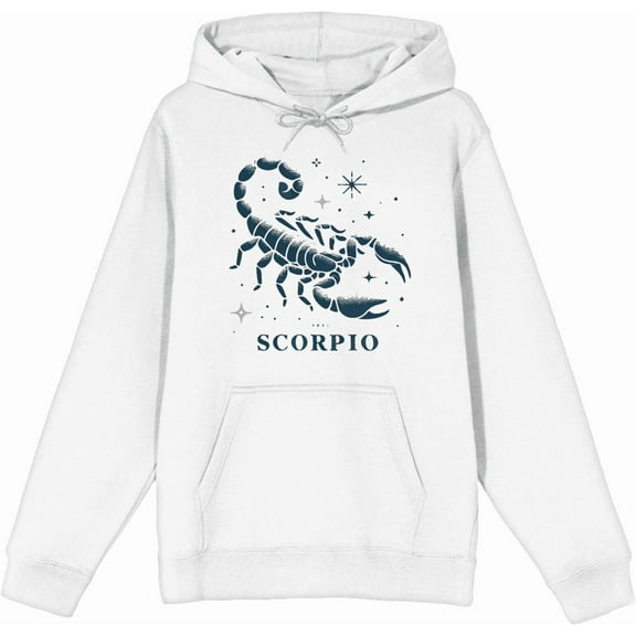 Scorpio Zodiac Sign Adult White Long Sleeve Hoodie-Medium