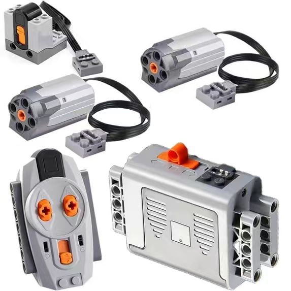5-in-1 Motor Kit Compatible With Lego: Power Functions Technic Remote Control Set With Battery Box, Engine Parts, Controller, Steering Servo, Building Block Gears Starter (5 in 1 Set)