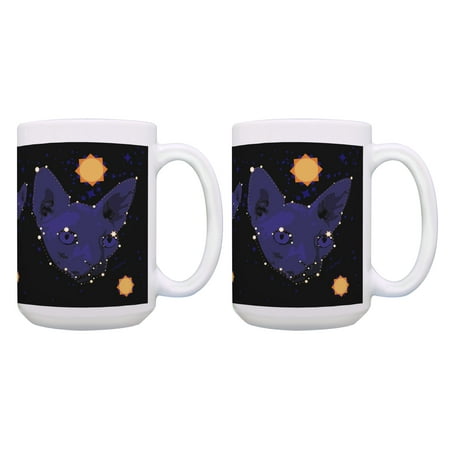 

ThisWear Space Cat Lover Gifts Cat Galaxy Mugs Astronomy Mug Set 2 Pack Gift 15oz Coffee Mugs Multi