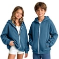 thumbnail image 2 of Atogsazn Childrens Girls Full Zip Oversized Hoodies Kids Casual Long Sleeve Hodded Sweatshirt Fall Jacket Outerweear Blue 13-14 Years Fashion, 2 of 9
