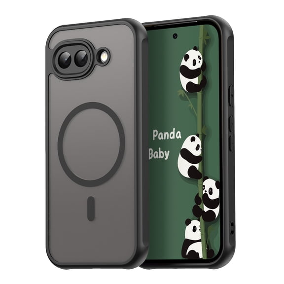 Panda Baby Magnetic Case for Google Pixel 10a, Compatible with Magsafe, Translucent Matte Back Slim Shockproof Phone Cover (Black)