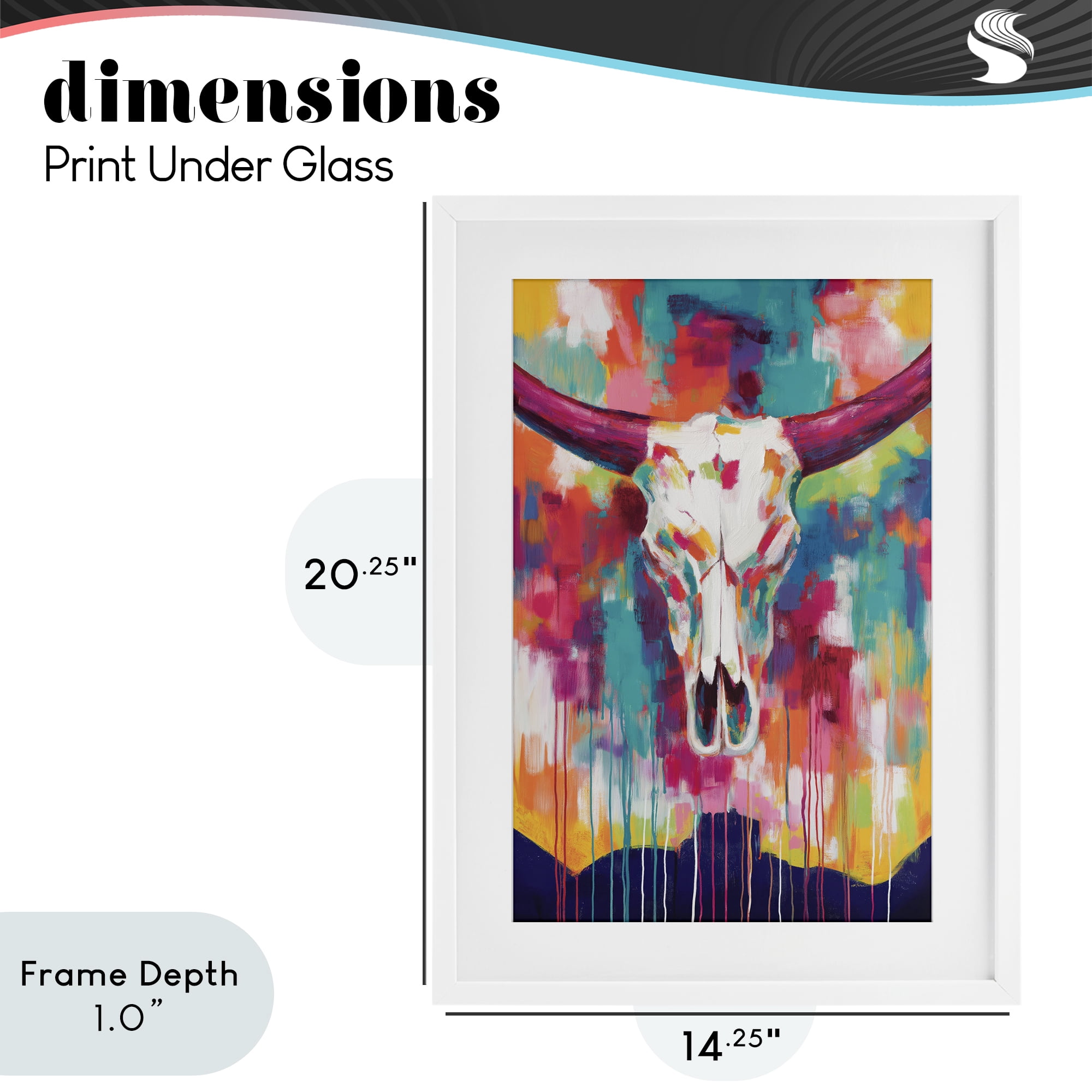 Stupell Industries Spirit Of The West Skull White Framed Print Under Glass, design by Chromatic Storm Studio