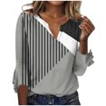 thumbnail image 1 of ICHUANYI Clearance Fashion Woman V Neck Three Quarter 3/4Sleeve T Shirt AutumnBlouse Tops Sweatshirt(Gray, XL) ICHUANYI WER2023081204293, 1 of 5