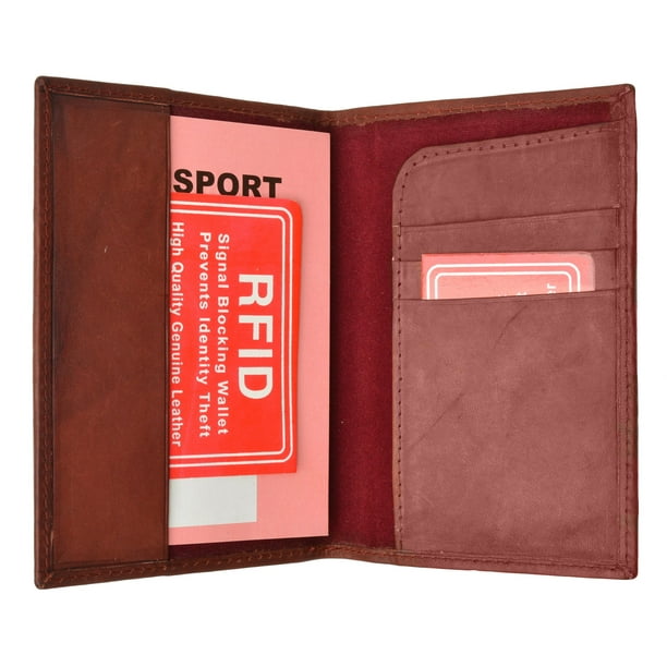 Leather RFID Blocking Passport Case Holder Cover Access Reader Travel